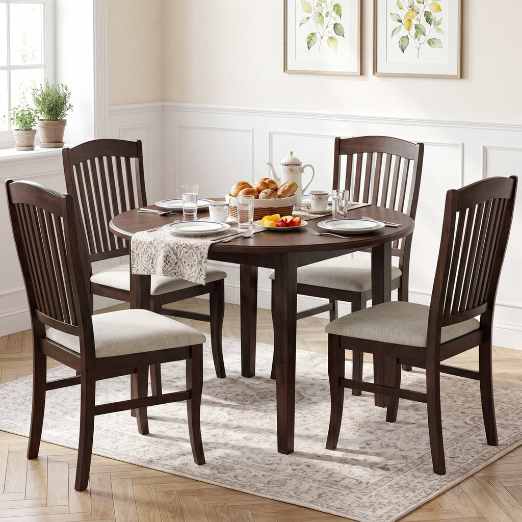 Dining Chairs Set of 4 with Padded Seats and Rubber Wood Frame