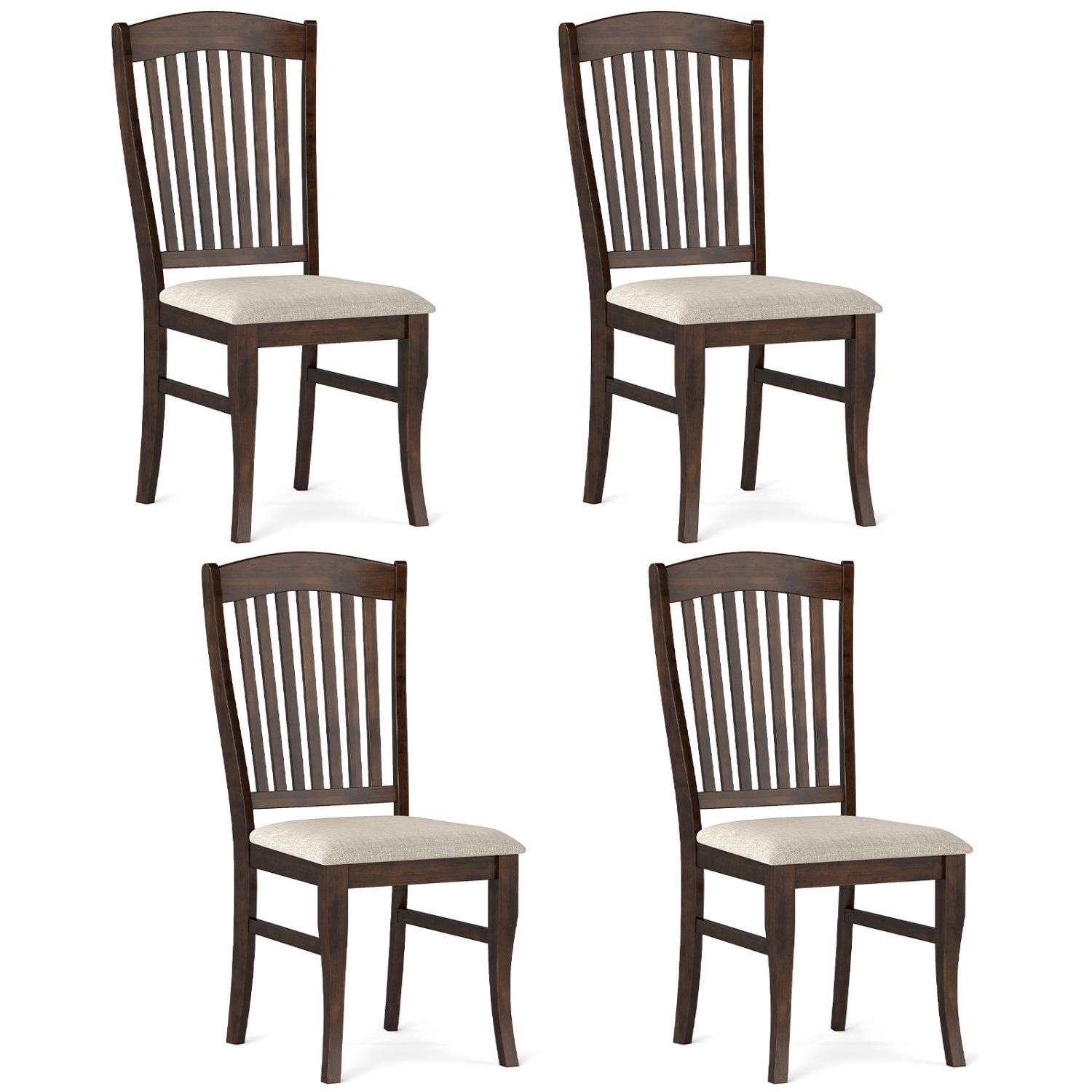 Dining Chairs Set of 4 with Padded Seats and Rubber Wood Frame