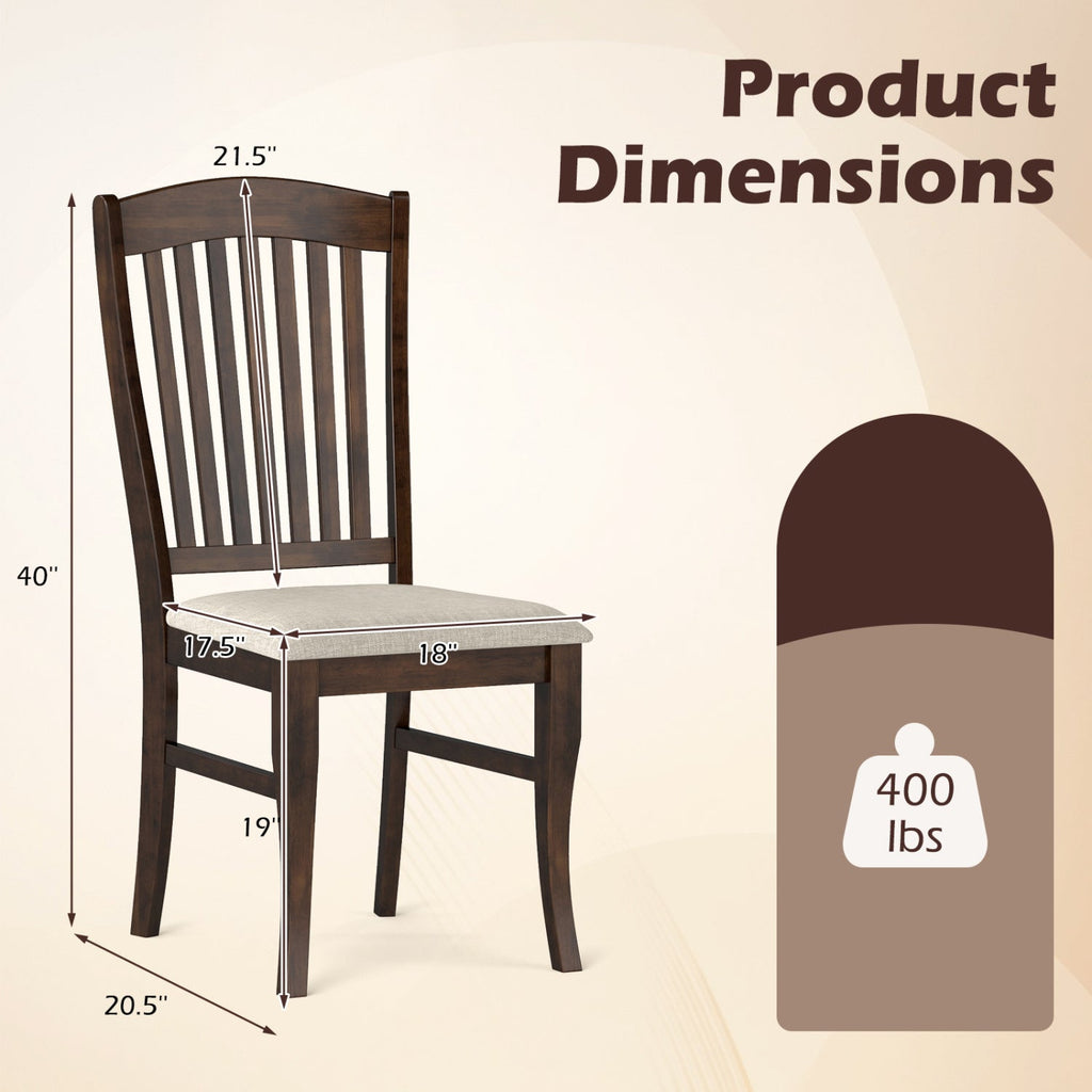 Dining Chairs Set of 4 with Padded Seats and Rubber Wood Frame