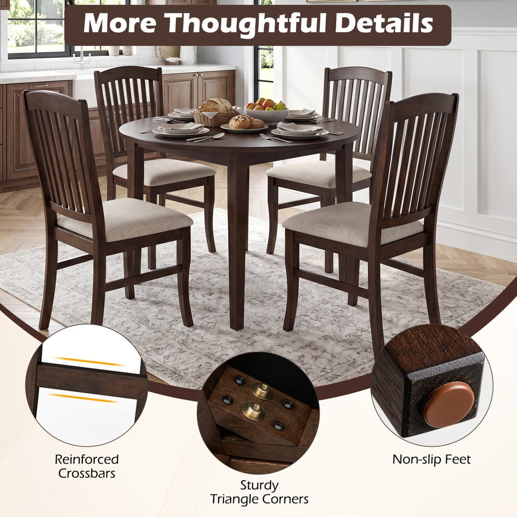 Dining Chairs Set of 4 with Padded Seats and Rubber Wood Frame