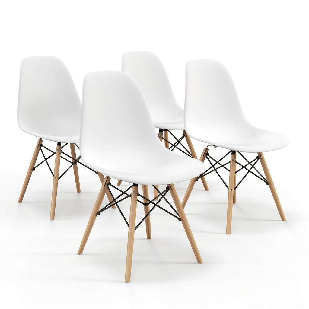 4 Pieces Modern Armless Dining Chair Set with Wood Legs