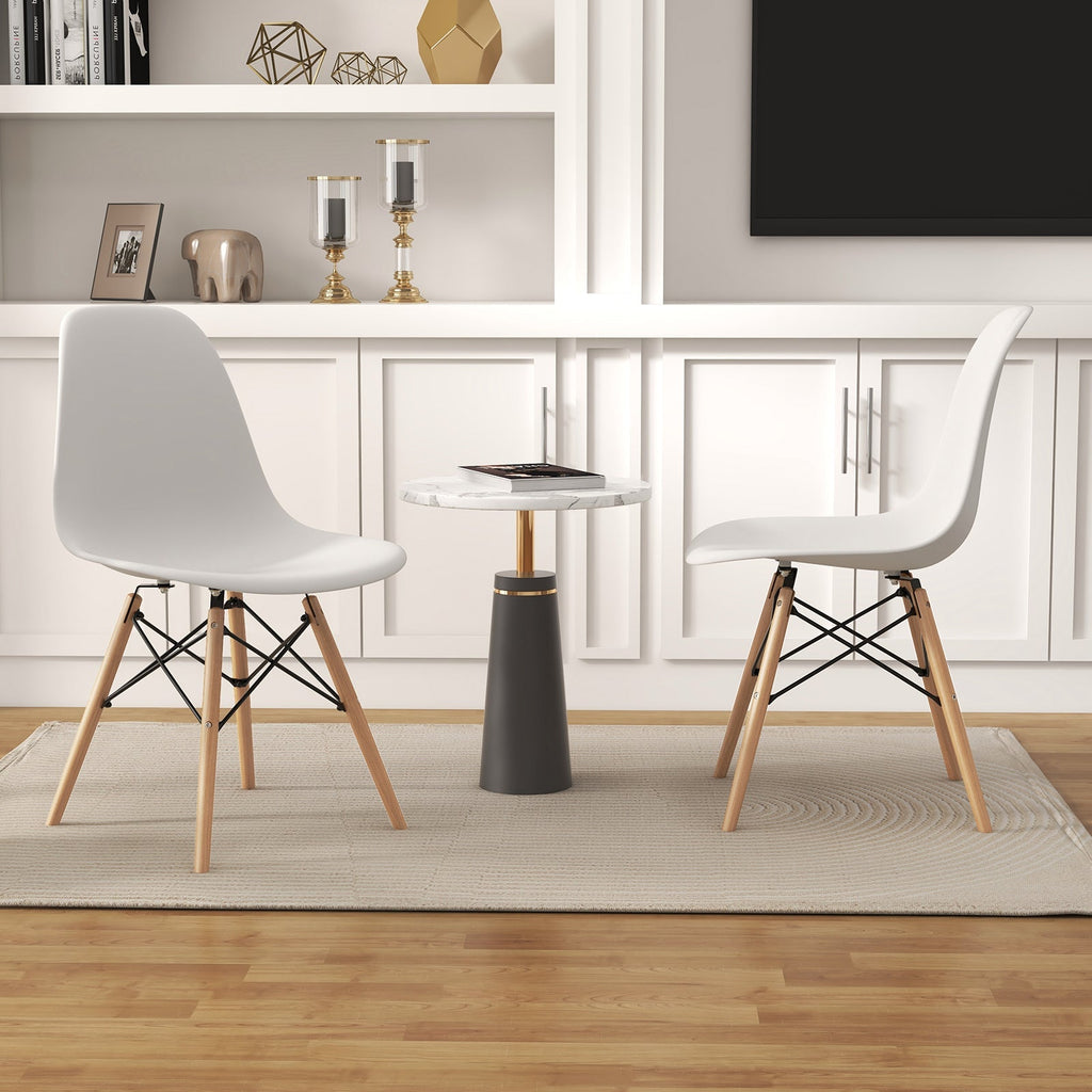 4 Pieces Modern Armless Dining Chair Set with Wood Legs