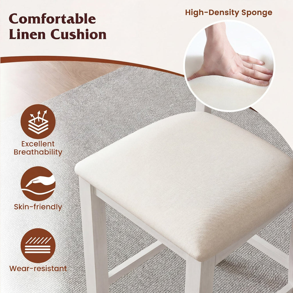 Counter Height Bar Stools Set of 4 with Footrest - White