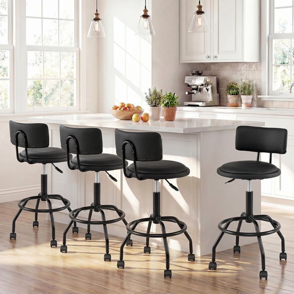 Swivel Bar Stool with Backrest - Height Adjustable