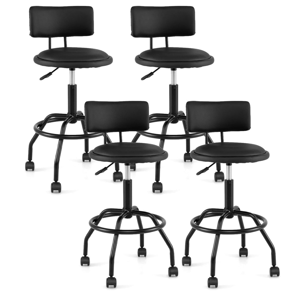 Swivel Bar Stool with Backrest - Height Adjustable