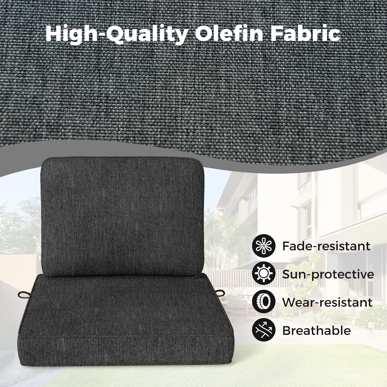 Set of 4 Outdoor Patio Cushion Set with Removable Covers