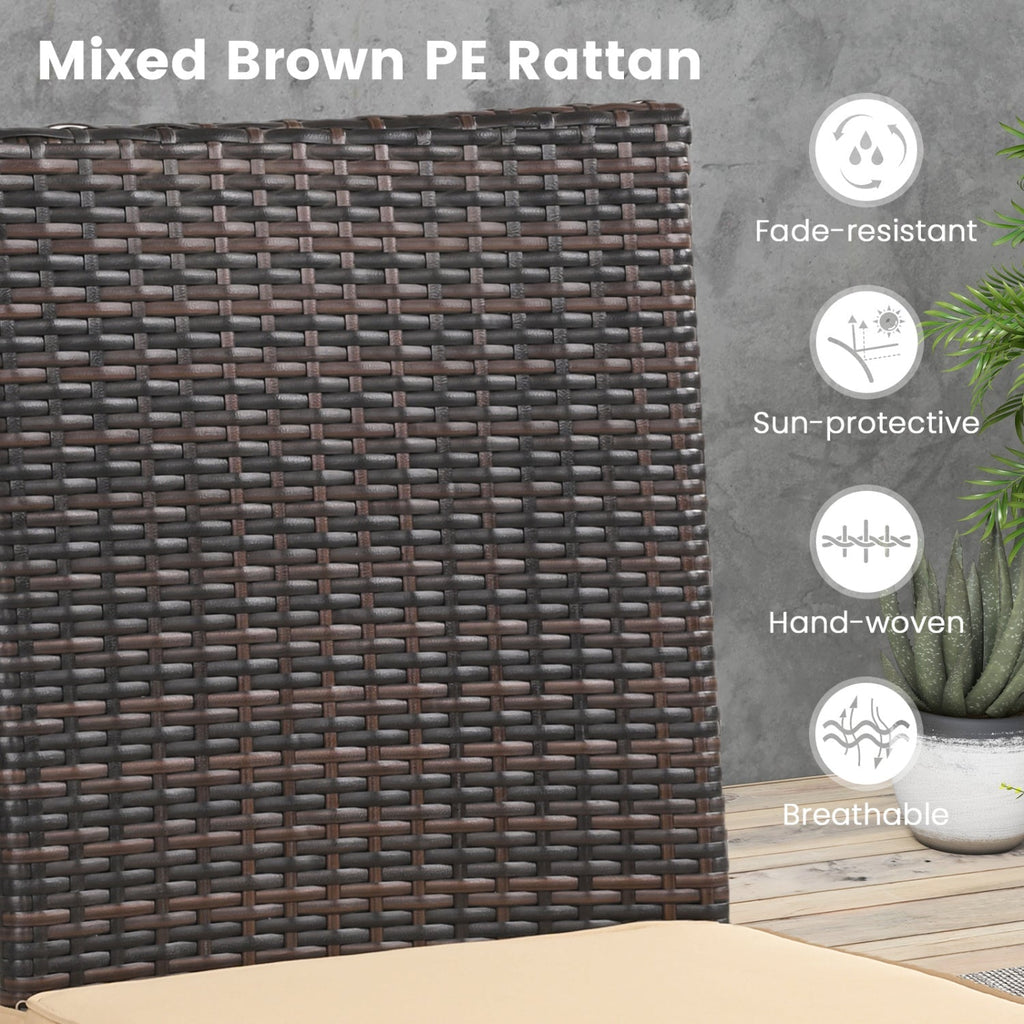 Patio Rattan Dining Chairs Set of 4 with Cushions
