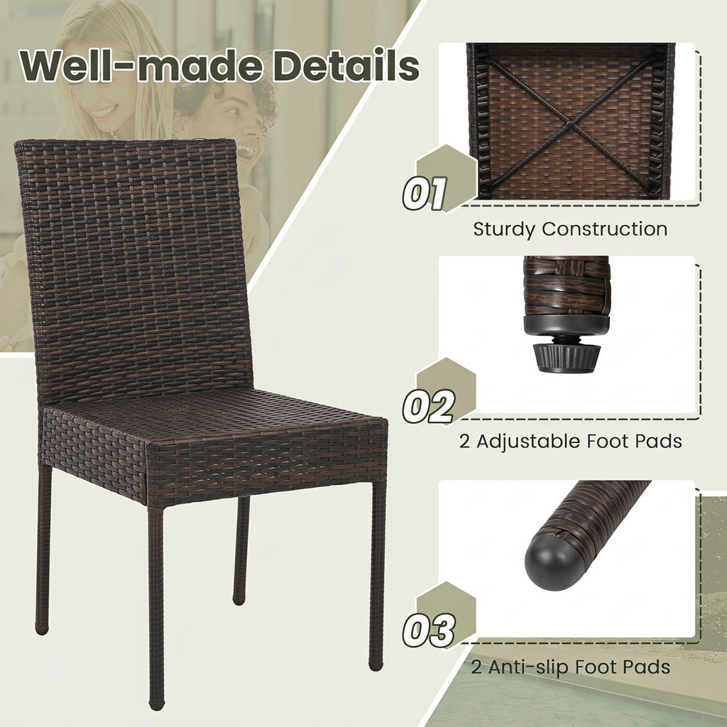Patio Rattan Dining Chairs Set of 4 with Cushions