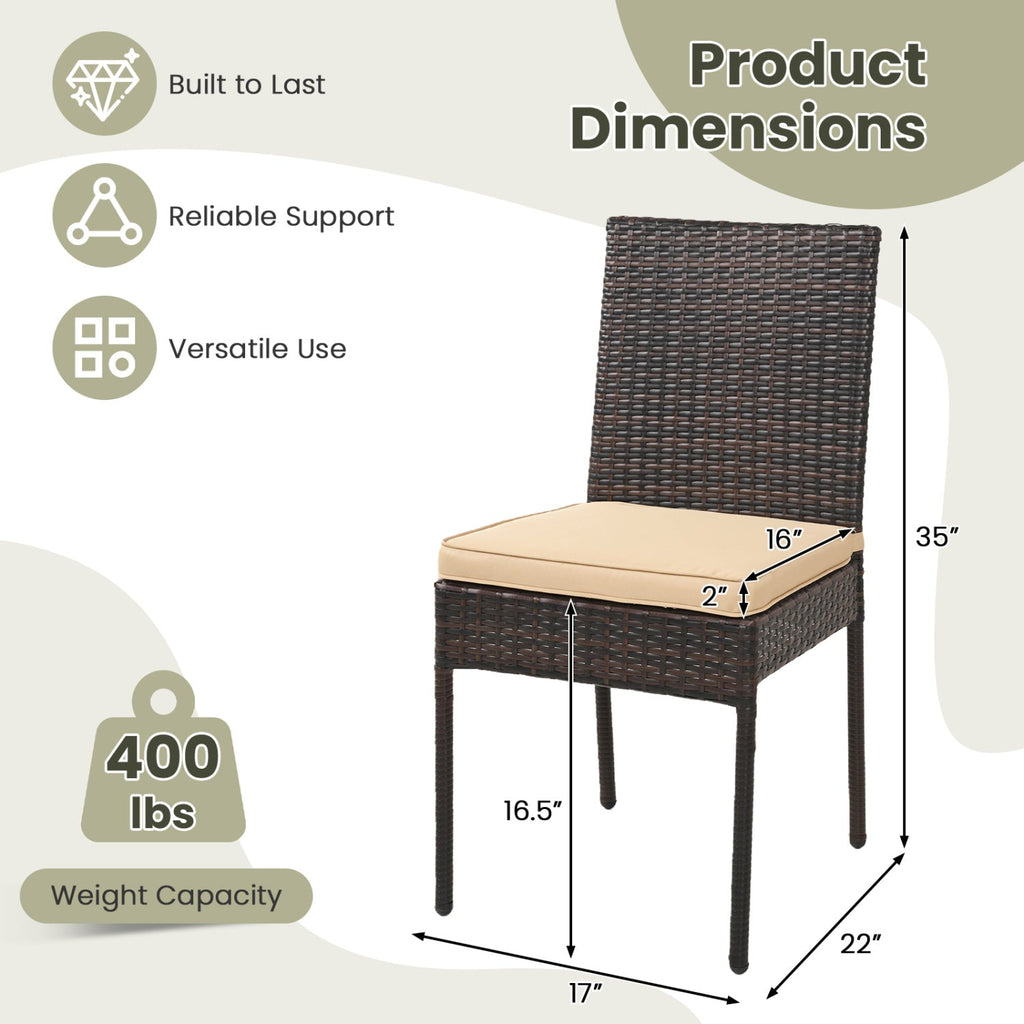 Patio Rattan Dining Chairs Set of 4 with Cushions