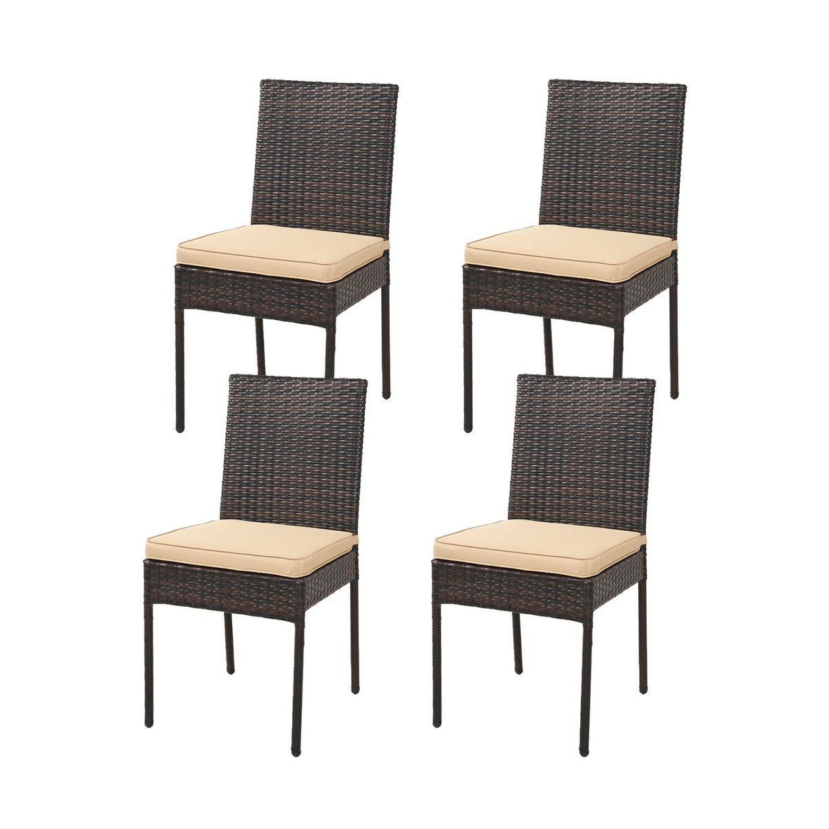 Patio Rattan Dining Chairs Set of 4 with Cushions