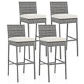 Set of 2/4 Patio Wicker Barstools with Soft Seat Cushion and Cozy Footrest