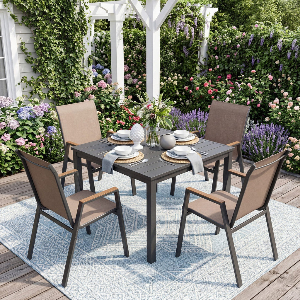 Stackable Patio Dining Chairs Set of 4 with High Backs