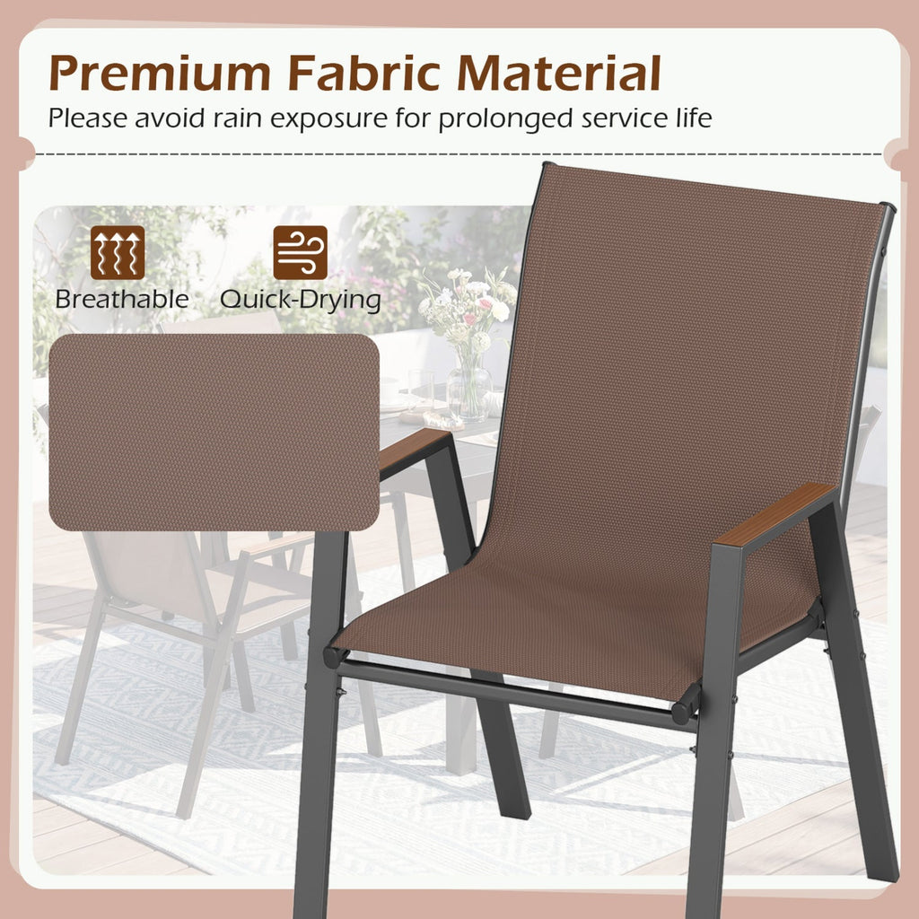 Stackable Patio Dining Chairs Set of 4 with High Backs