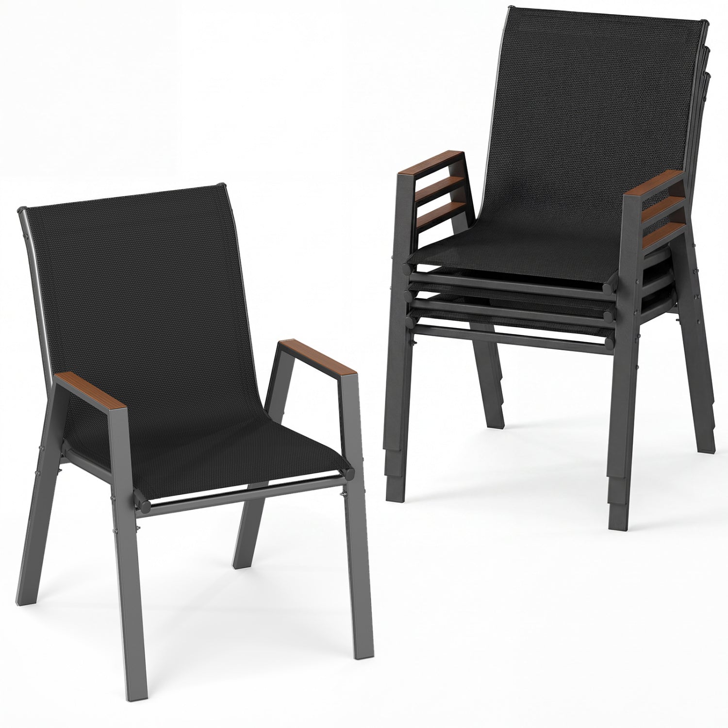 Stackable Patio Dining Chairs Set of 4 with High Backs