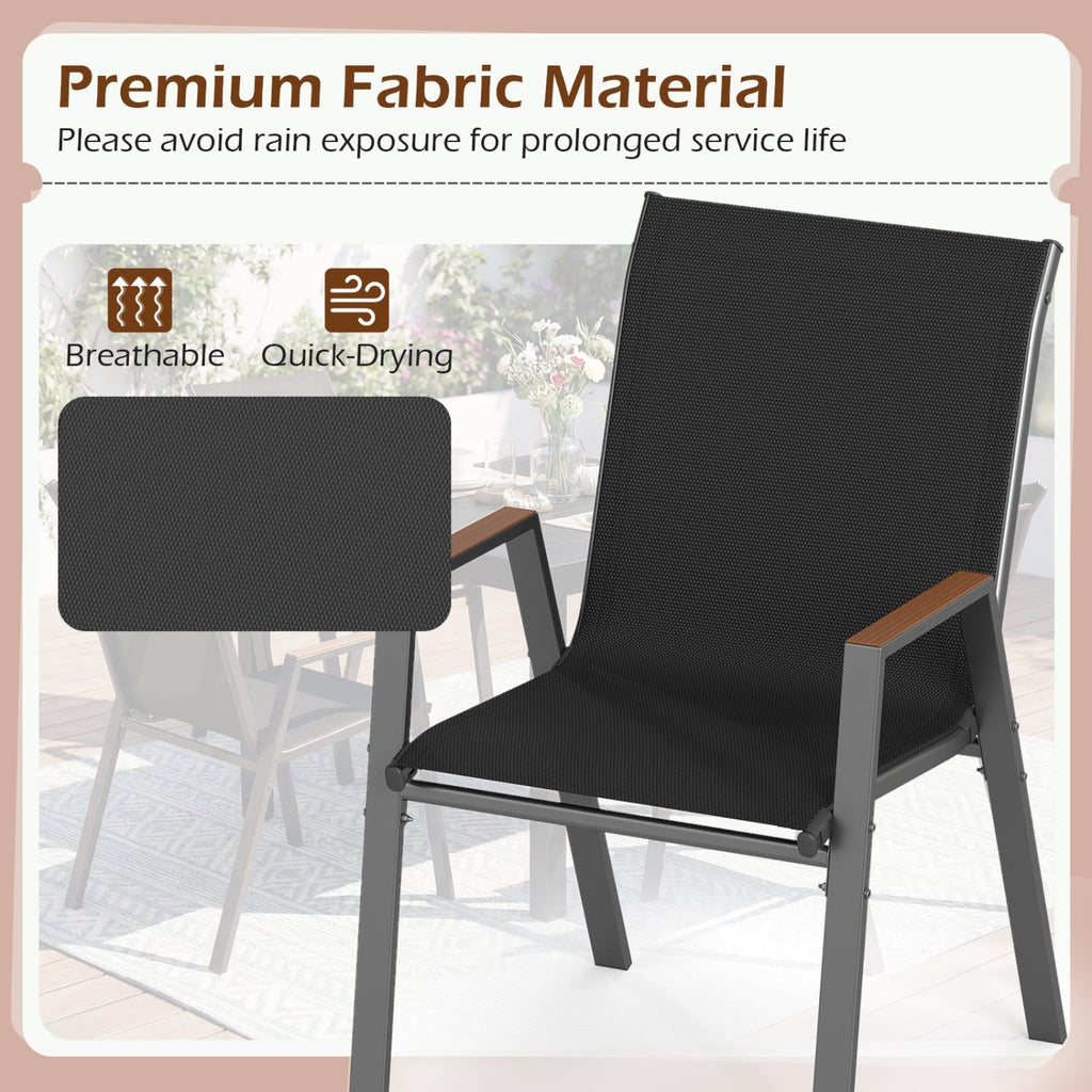 Stackable Patio Dining Chairs Set of 4 with High Backs