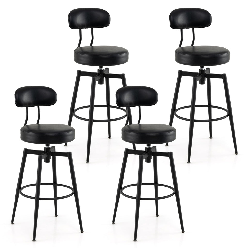 Set of 4 Swivel Barstools Faux Leather with Upholstered Seat and Back