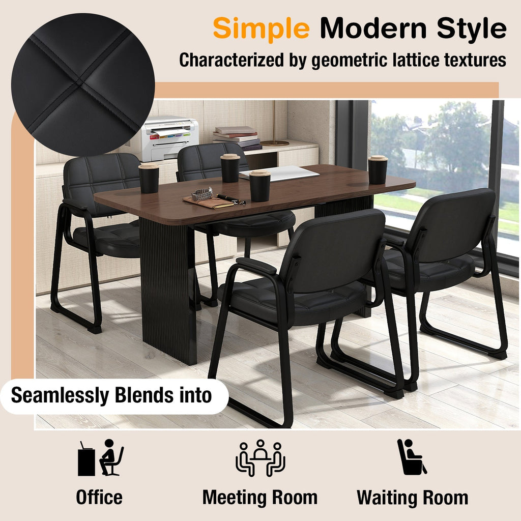 Set of 4 Upholstered Waiting Room Chair with Armrest and Ergonomic Backrest-Black