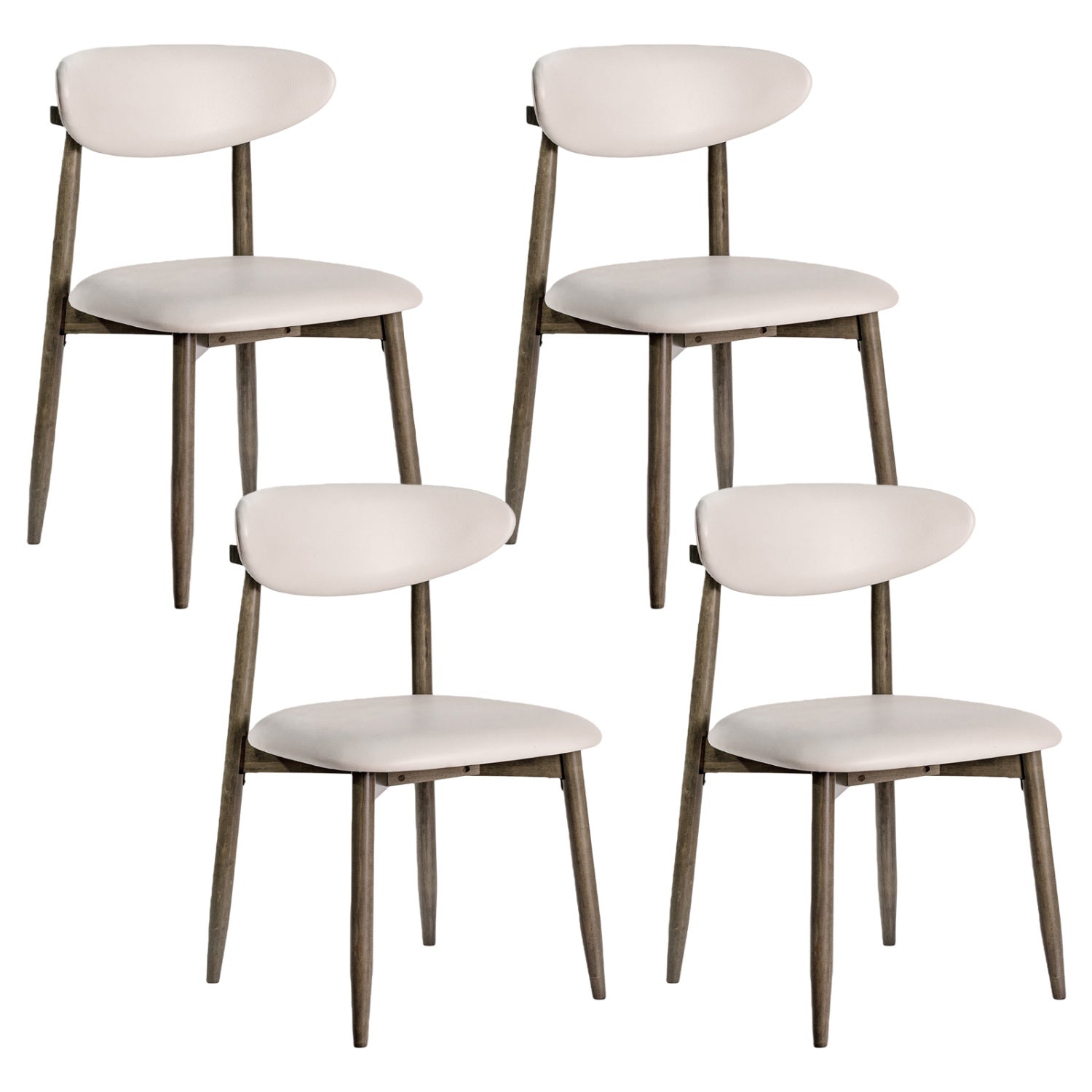 Upholstered Dining Chairs Set of 4 with Curved Backrest