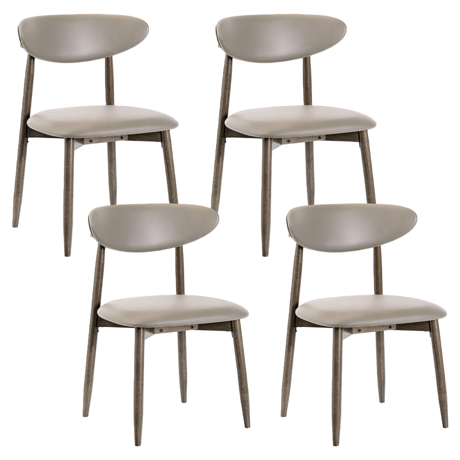 Upholstered Dining Chairs Set of 4 with Curved Backrest