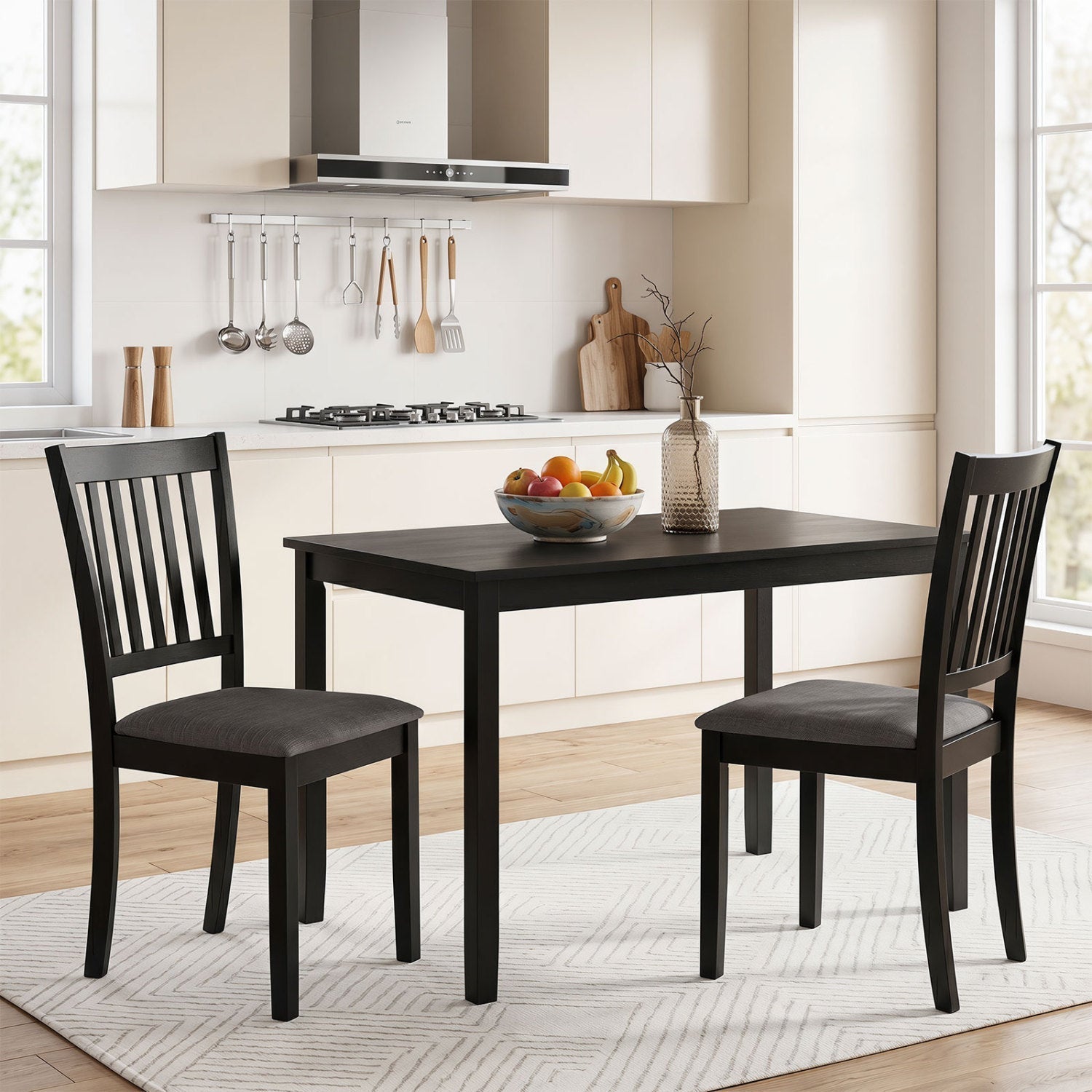 Upholstered Dining Chairs Set of 4 with Rubber Wood Frame