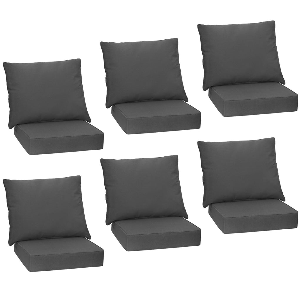 Deep Seat Chair Cushion Set of 6 with Rope Ties - Gray