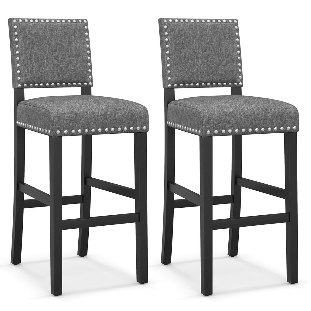38.5/43.5 Inch Set of 2 Counter Height Chairs with Solid Rubber Wood Frame