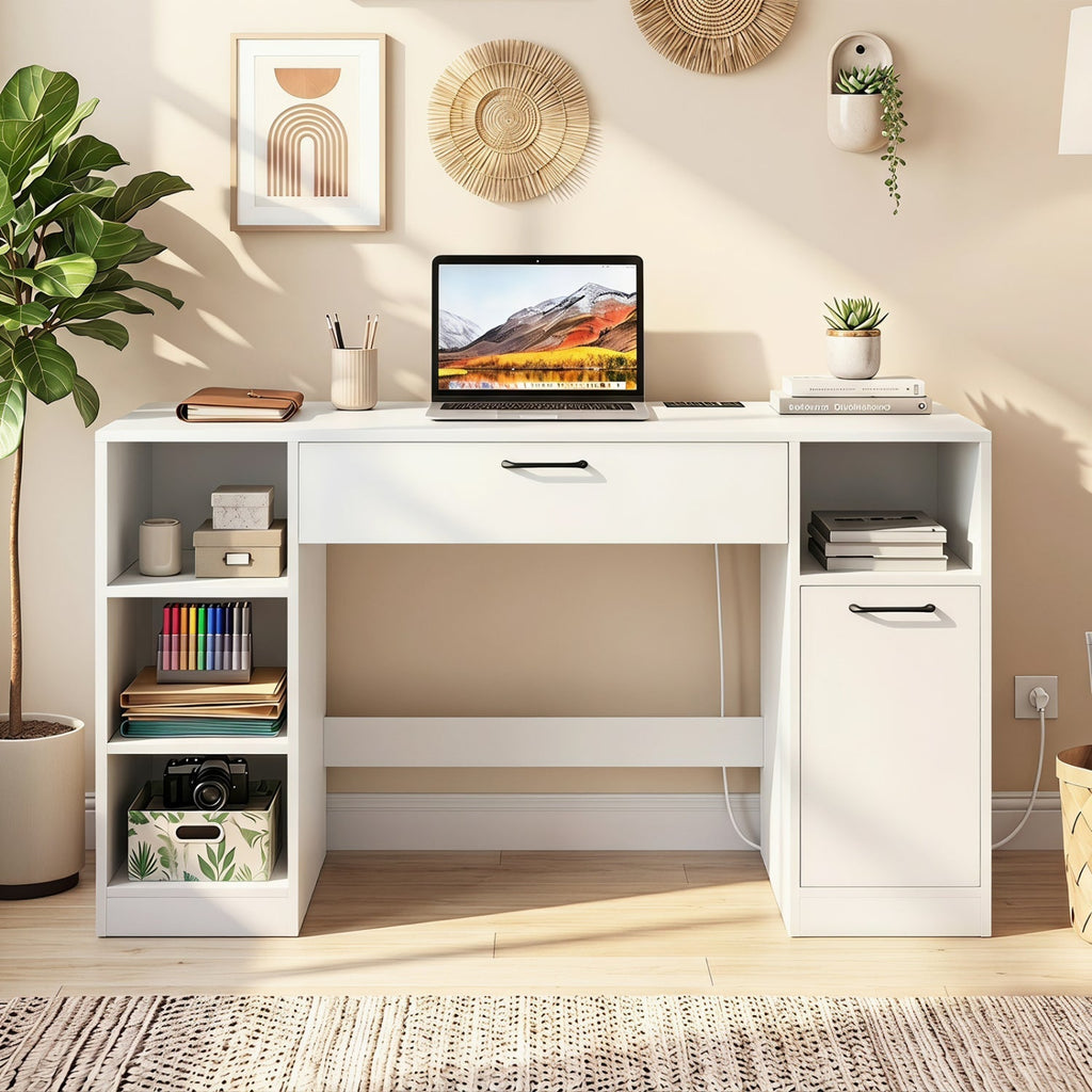 Sewing Table with Power Outlets and Storage Drawers