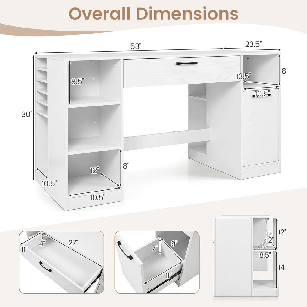 Sewing Table with Power Outlets and Storage Drawers