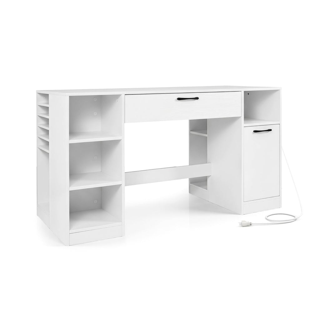 Sewing Table with Power Outlets and Storage Drawers