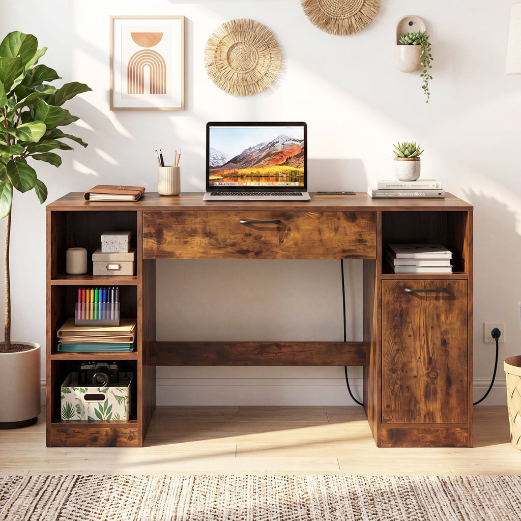 Sewing Table with Power Outlets and Storage Drawers