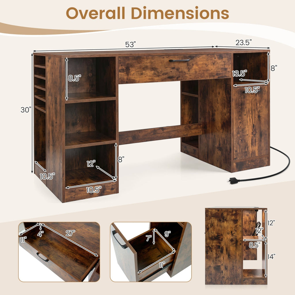 Sewing Table with Power Outlets and Storage Drawers