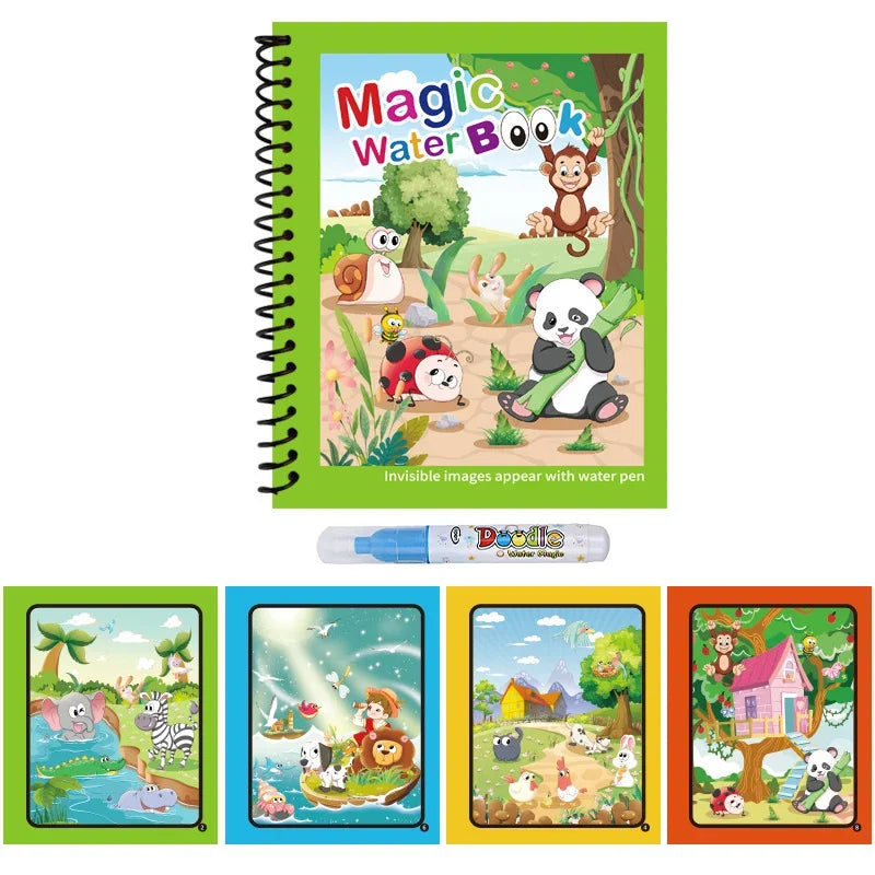 Kids Graffiti Picture Book With Refillable Water Pen | Magic Water Drawing Toy