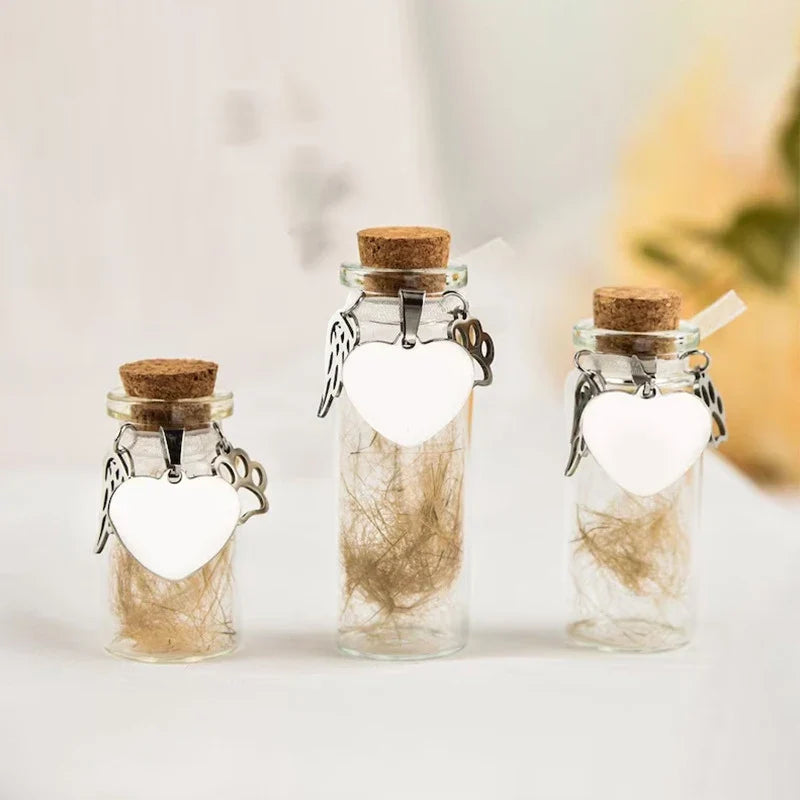 Pet Memorial Bottle | Pet Hair Keepsake Storage with 3 Silver Accessories