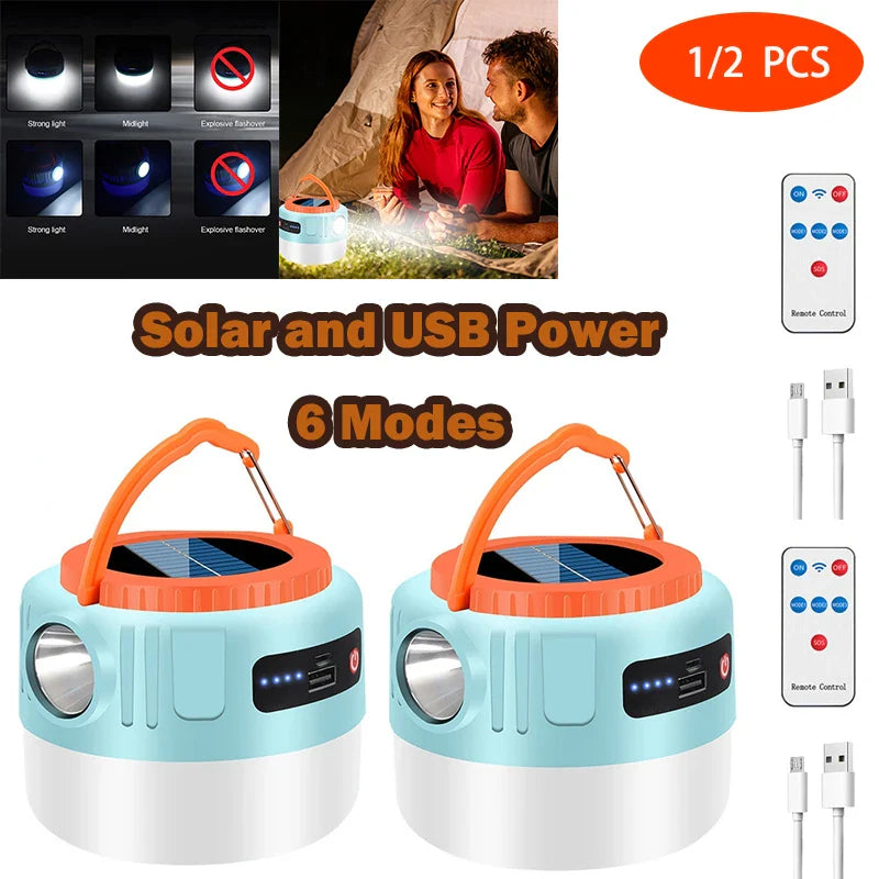 Powerful Solar LED Camping Lantern Waterproof Portable USB Rechargeable
