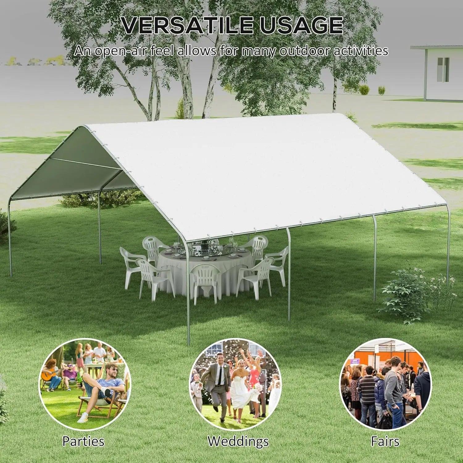 Heavy Duty Carport Canopy Portable Garage With Galvanized Steel Frame