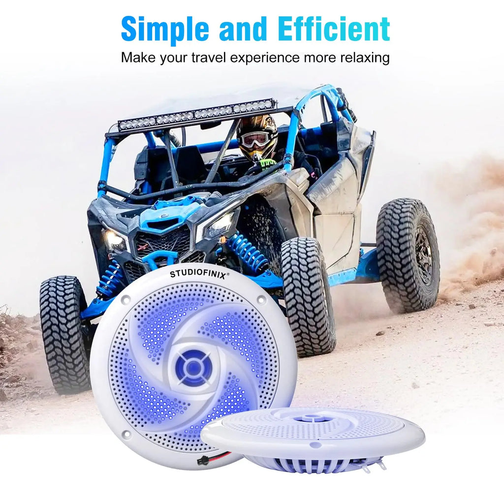 6.5 in LED Marine Speakers for Golf Carts, Low-Profile, Pair