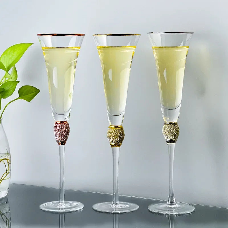 2Pcs Creative Gold Rimmed Glass Cup Red Wine Cocktail Champagne Whiskey Glass Drink Cup Bar Party Goblet Wedding Supplies Gift