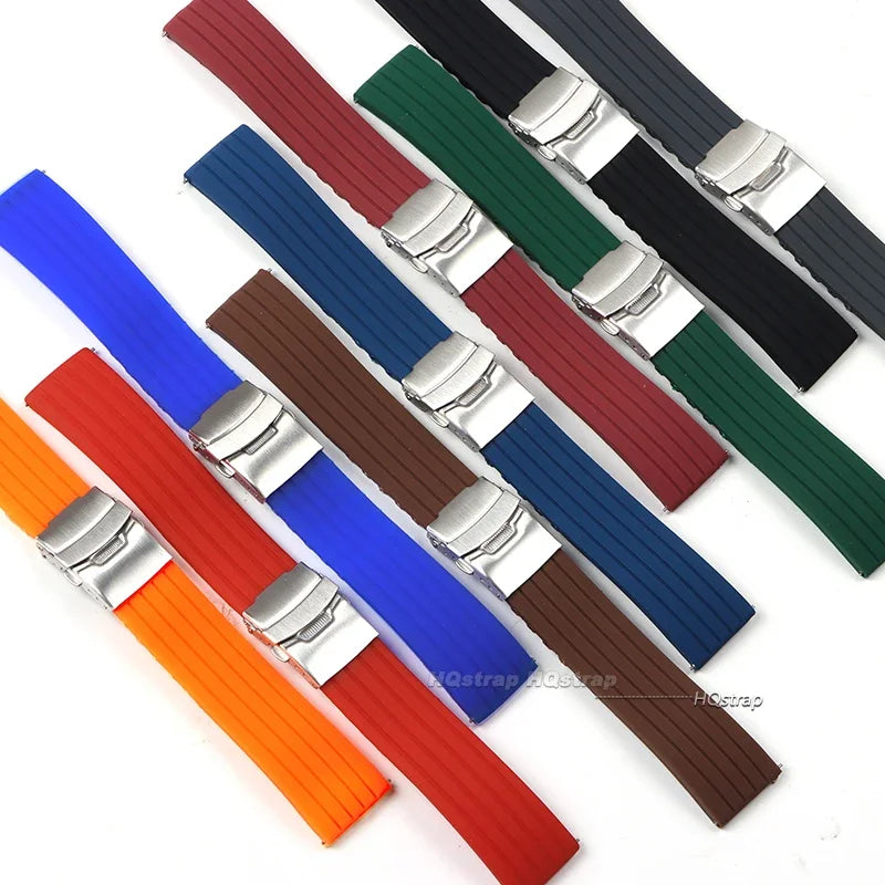 Garmin 18/20/22mm Quick Release Ribbed Silicone Band with Deployment Buckle