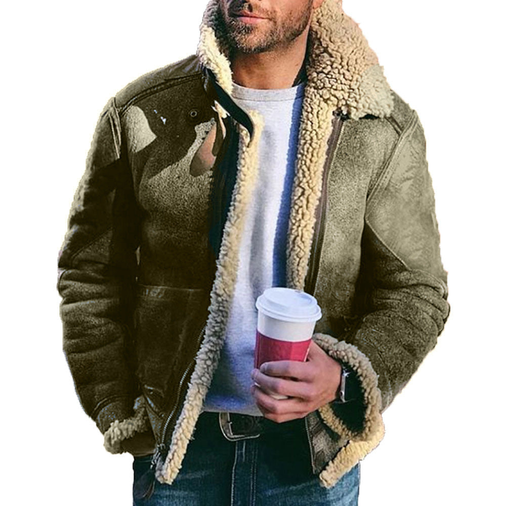 Mens Winter Jacket – Warm Motorcycle Biker Coat with Stand Collar