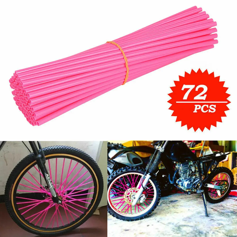 72pcs Bicycle Wheel Spoked Protector Wraps 24cm Wheel Rim Spoke Wrap Kit for Motorcycle Bike Color Rims Skin Trim Covers Pipe