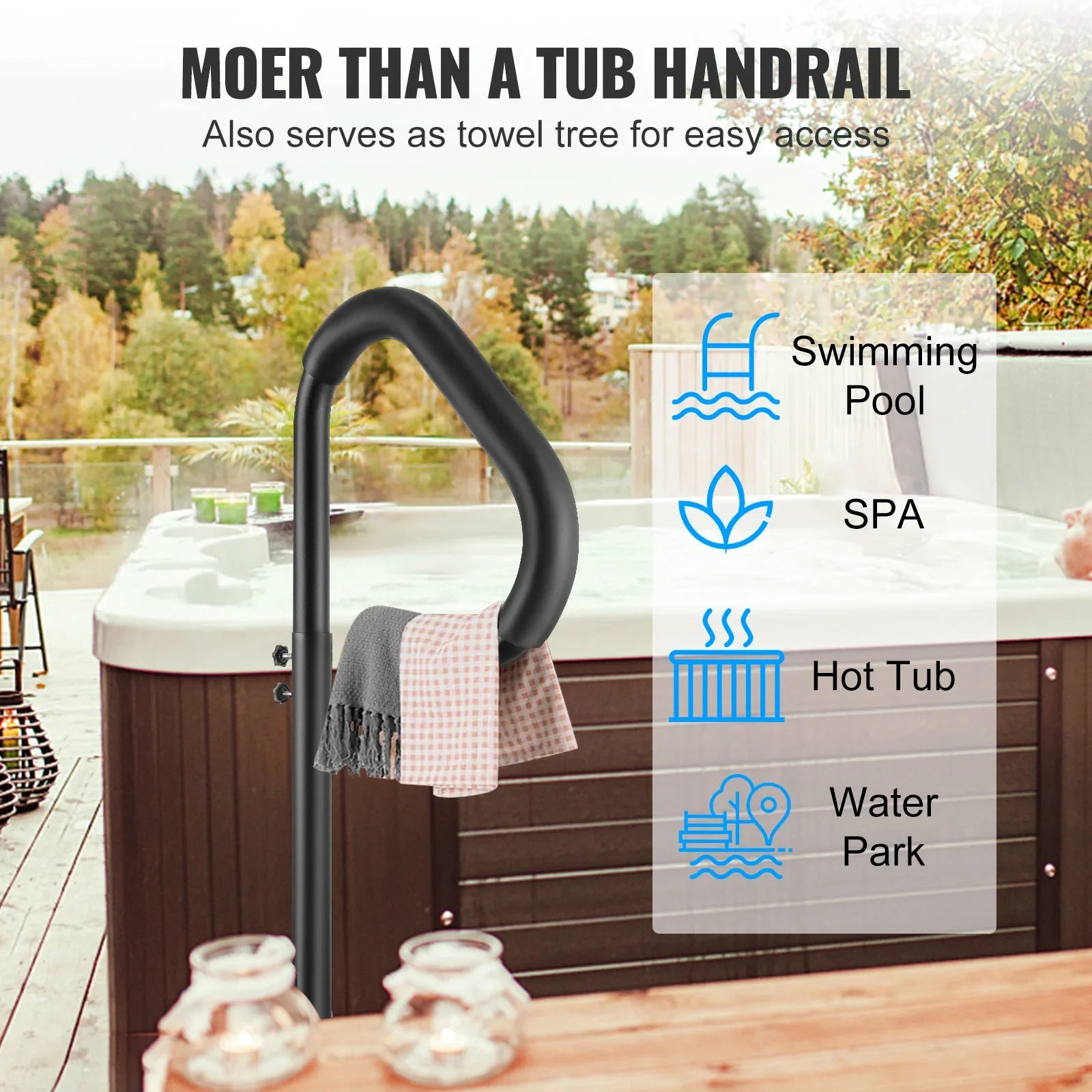 360 Degree Rotatable Spa Hand Rail Adjustable Height