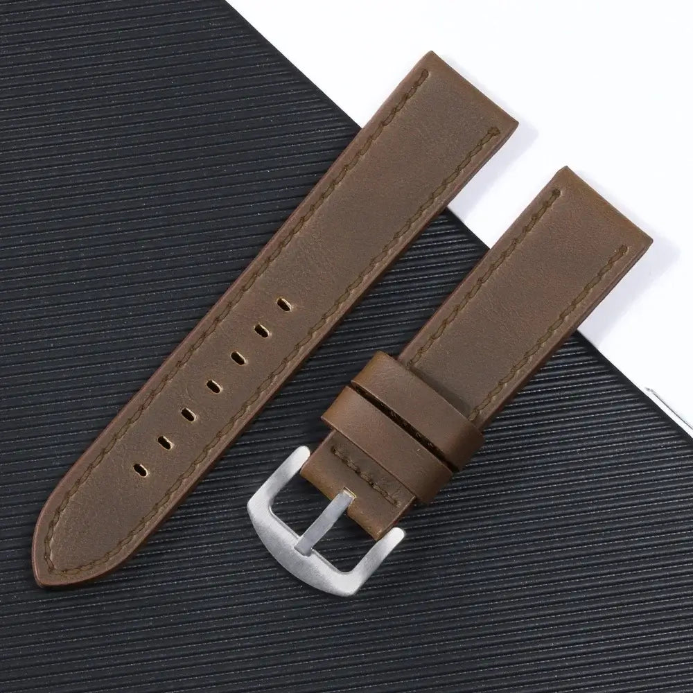 Garmin 18/20/22mm Quick Release Smooth Leather Band with Stitching Options