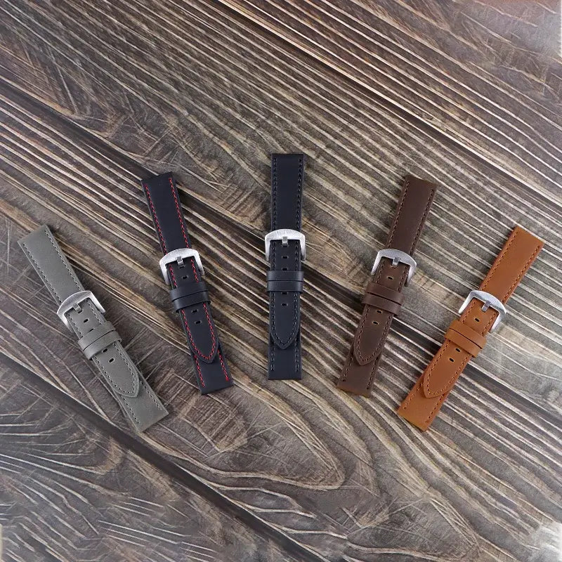Garmin 18/20/22mm Quick Release Smooth Leather Band with Stitching Options