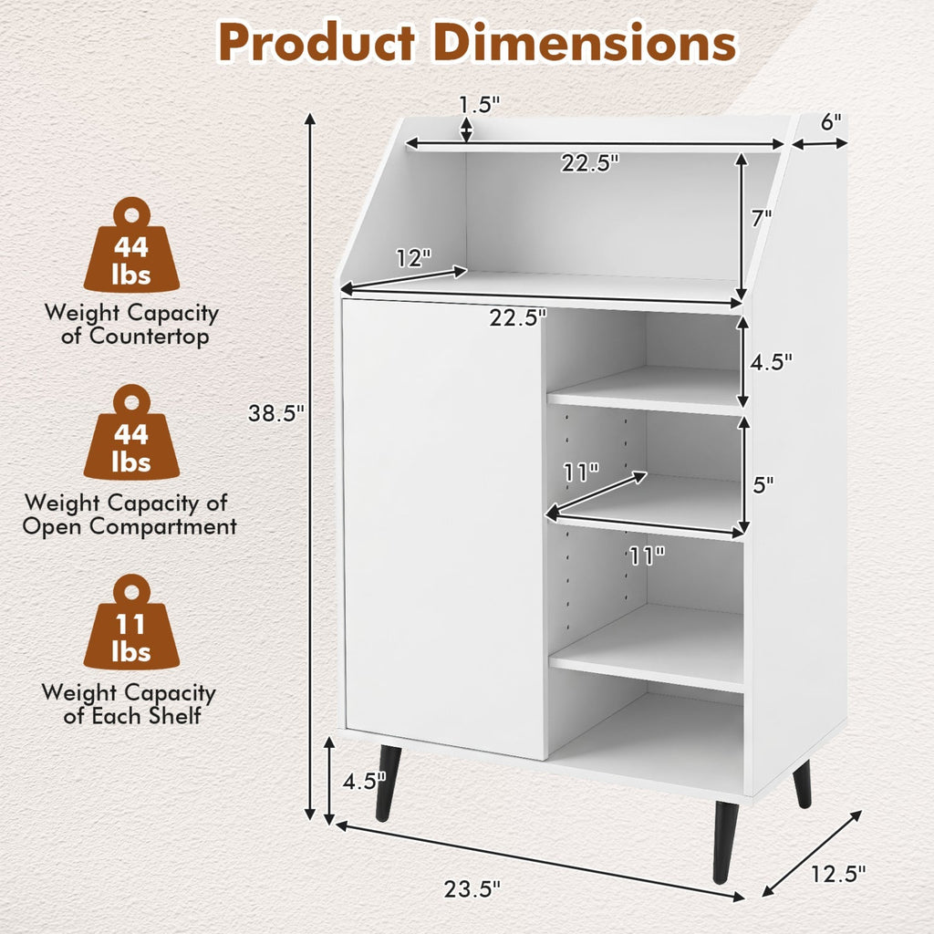 Shoe Storage Cabinet with Adjustable Shelves - White