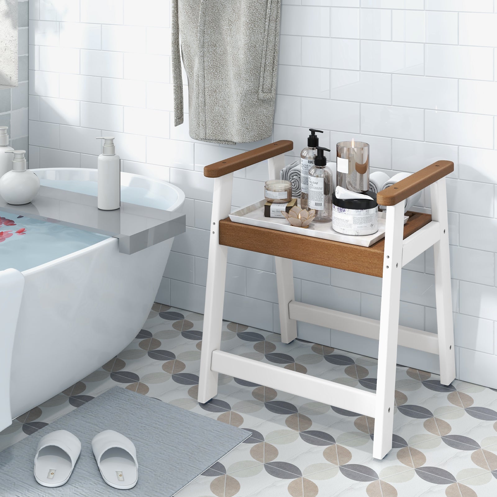 Shower Bench with Arms for Inside Shower Shaving Legs