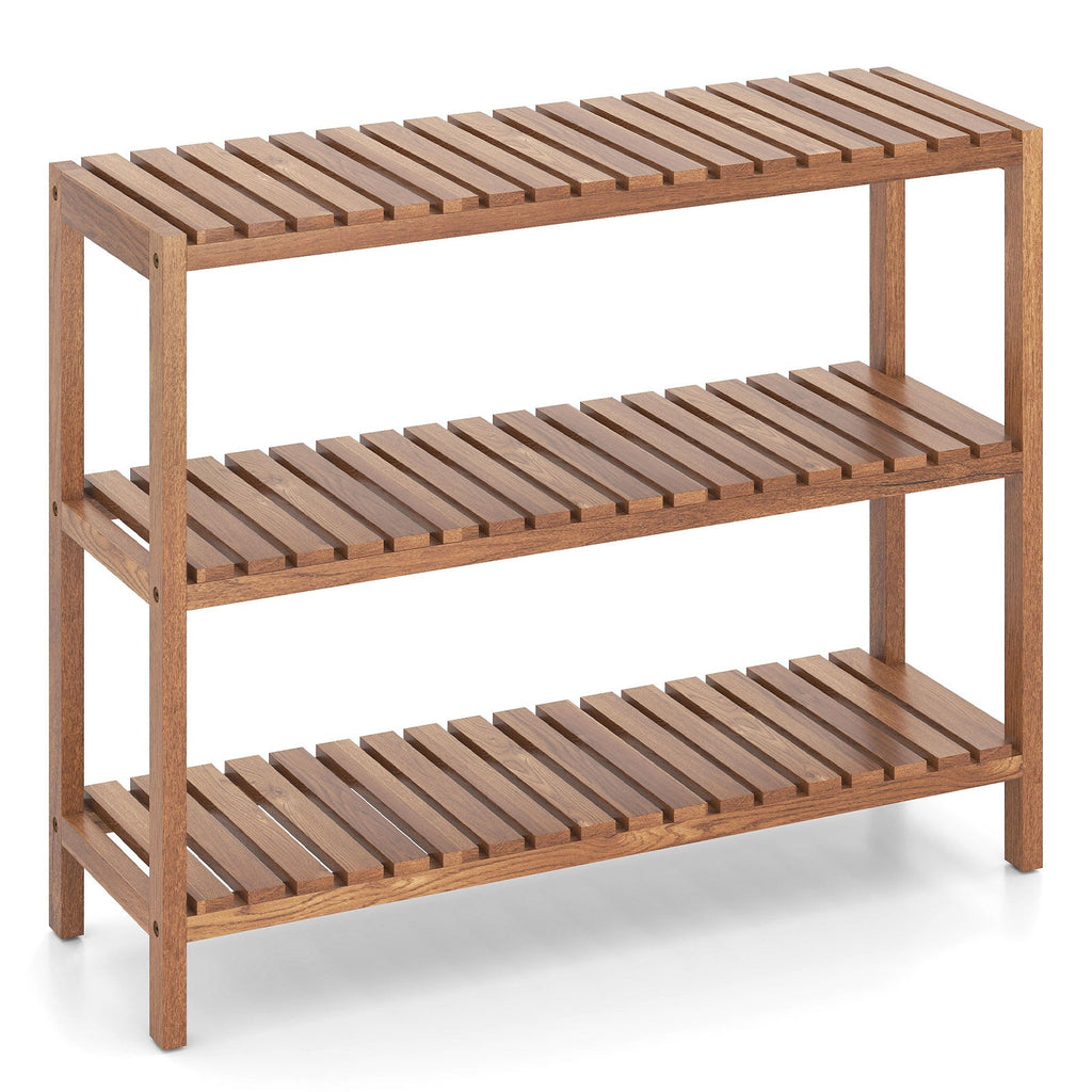 2/3-Tier Side Table Teak Wood Stand Utility Storage Shelf-3