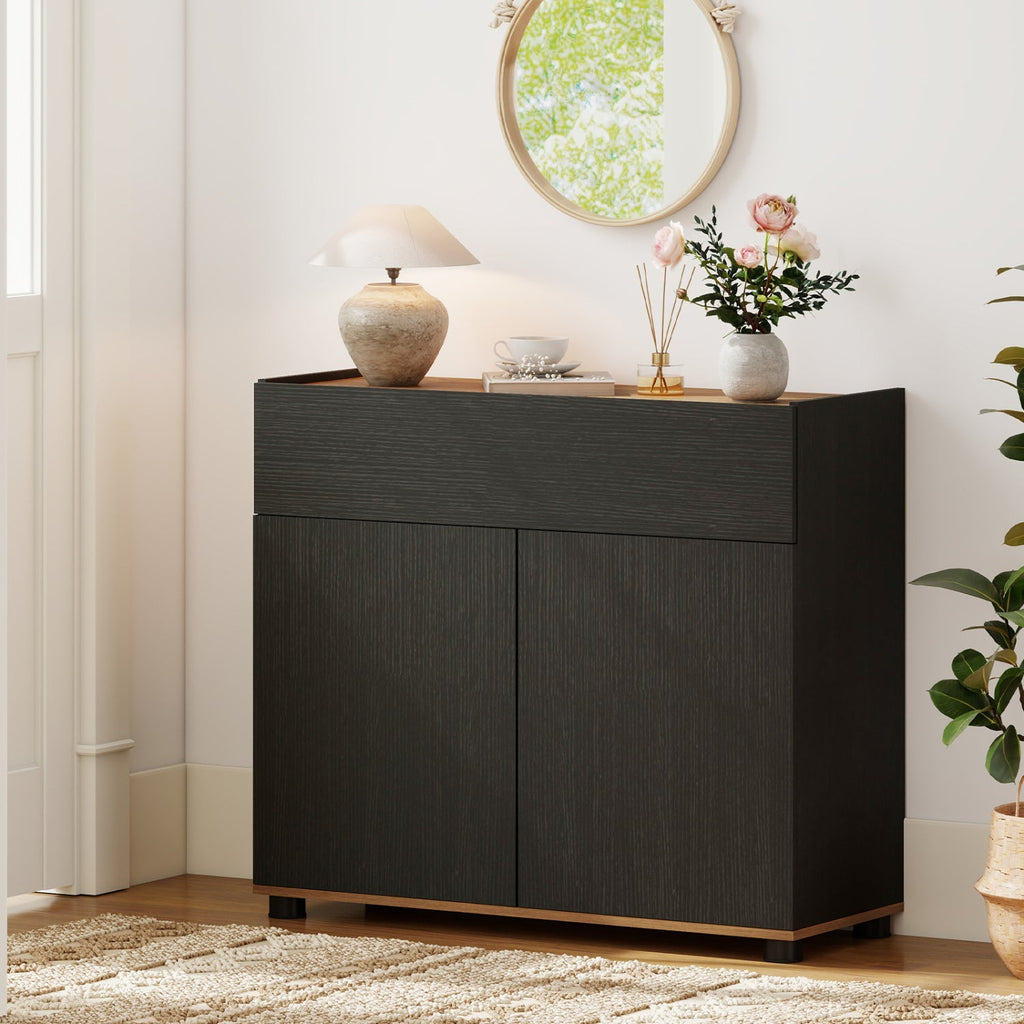 Sideboard Buffet Cabinet with Storage Wooden Kitchen Storage Cabinet-Black