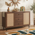 Sideboard Buffet Cabinet with Rattan Doors and 3 Drawers