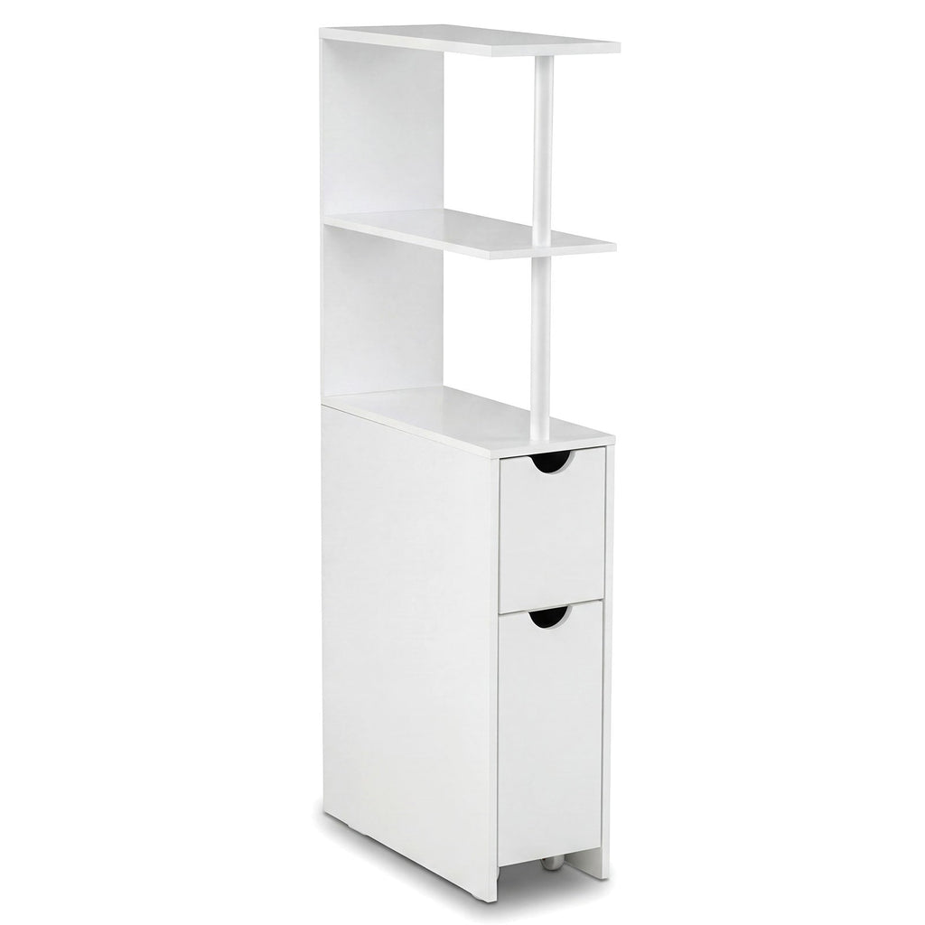 Slim Storage Freestanding Bathroom Cabinet with Open Shelves-White