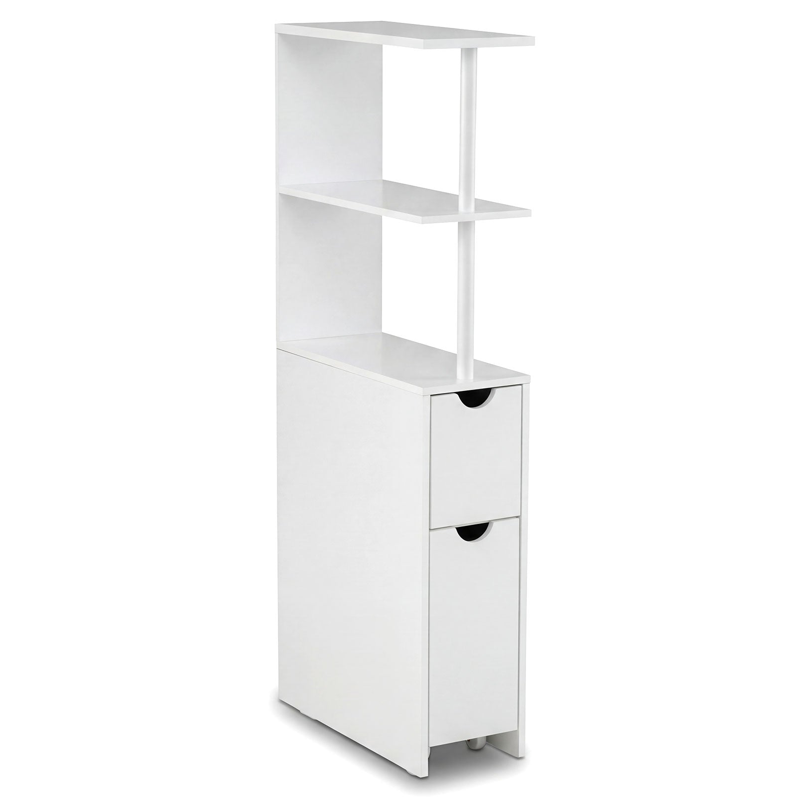 Slim Storage Freestanding Bathroom Cabinet with Open Shelves-White